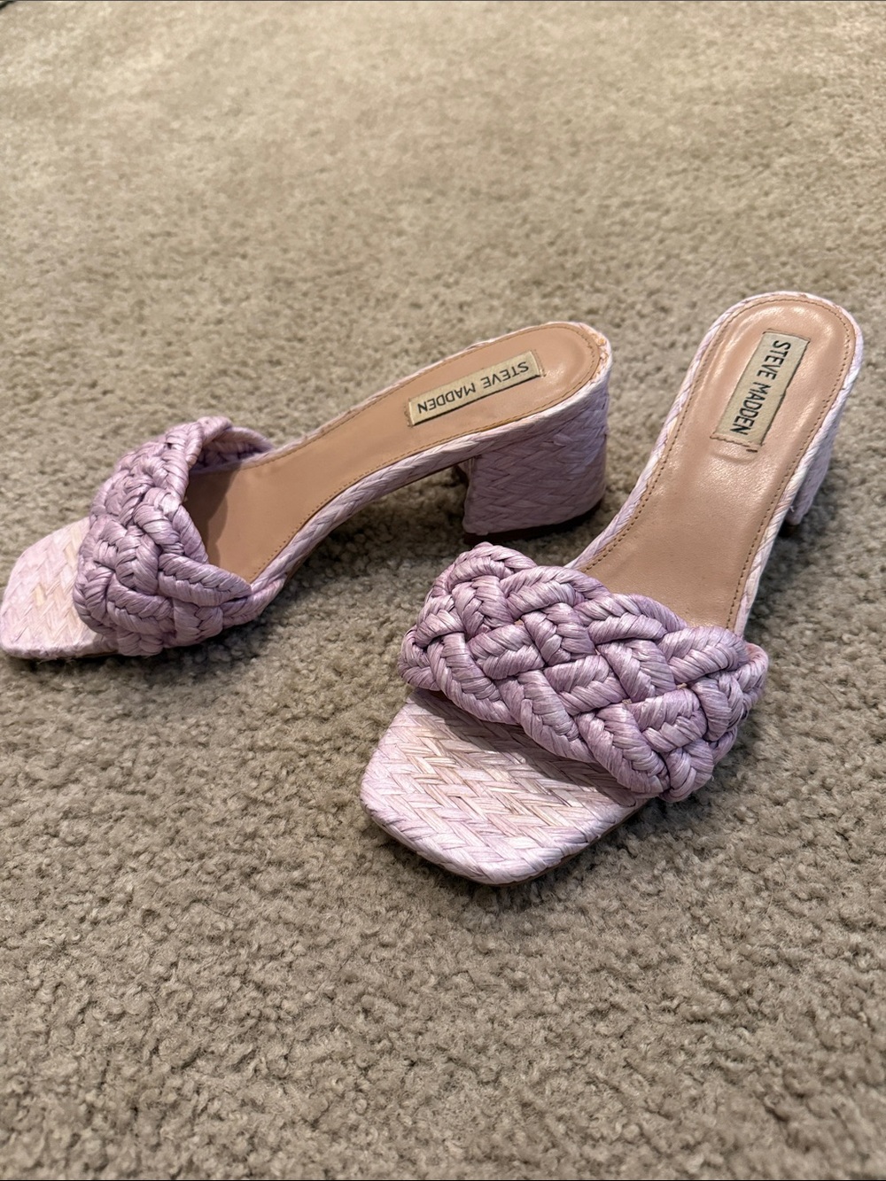 Steve Madden Lavender Braided Block Heel Mules